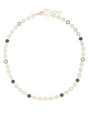 Black Diamond Pearl 14K (or 18k upon request) Yellow Gold Station Necklace
